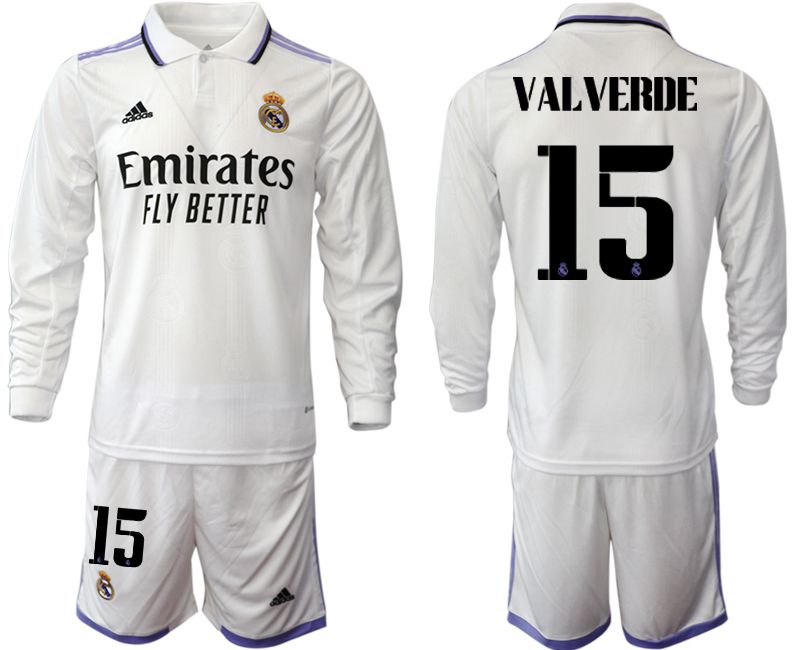 Men 2022-2023 Club Real Madrid home long sleeve white #15 Soccer Jersey->real madrid jersey->Soccer Club Jersey